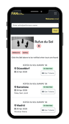 Fanscribr show list for Rufus du Sol mobile version